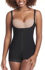 Leonisa 018678N Open Bust Firm Compression Body Shaper Boyshort Womens 3XL Black