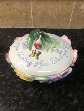 Fitz and Floyd Spring Bouquet Lidded Bowl Thinking of You Decoration