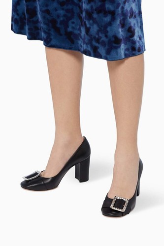 NIB BALLY Jackie 85 Crystal-Embellished Buckle Leather Pumps SIZE US 7/ EU 37.5 - Picture 5 of 6
