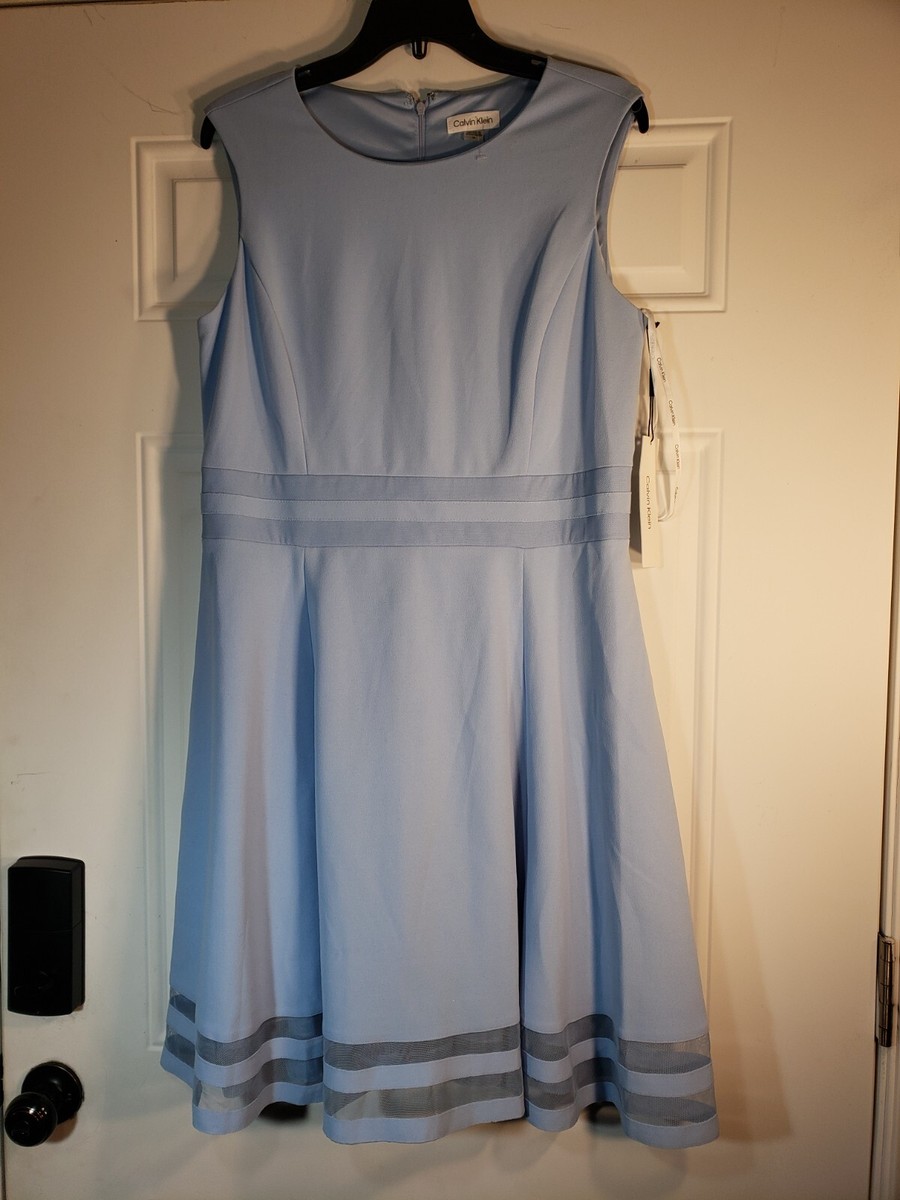 CALVIN KLEIN CUTE BLUE SLEEVELESS DRESS FULLY LINNED SIZE 14