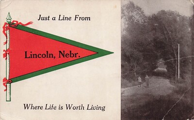 Lincoln NE Nebraska Pennant kids on Dirt Road Lorie Dvorak Vtg Postcard F31
