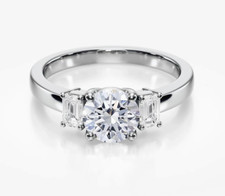 950 Platinum 1.32 Carats Lab Created Diamond Three Stone Anniversary Gift Ring