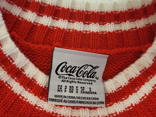 Coca-Cola Sweater Red White Stripe Pullover Retro Soda Size S NWT - Picture 3 of 4