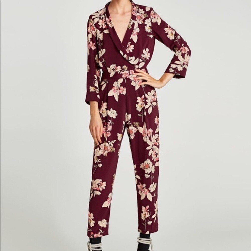 Zara floral Printed Jumpsuit with open back details S… Gem