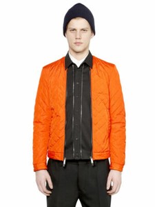 orange quilted coat