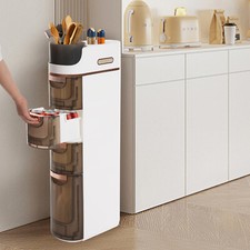 Slim Bathroom Storage, Mobile Storage Organizer, 4-Drawer Narrow Storage Cart