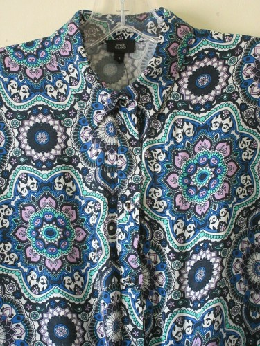 RIVER ISLAND TIE FRONT BLOUSE SHIRT BLUE PURPLE PAISLEY 50s STYLE SZ 8 NEW - Picture 5 of 11