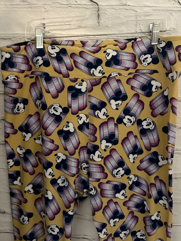 Leggings LuLaRoe Disney Amarillo/Azul Temáticos Mickey Mouse Usados en Excelente Condición Mujeres Plus TC2 Foto 2 de 4
