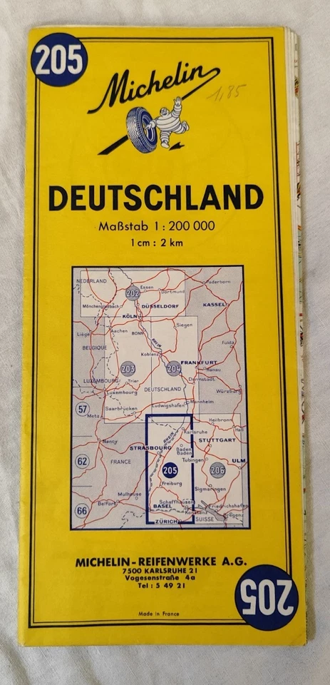 Carte Michelin Nº205 Allemagne 1968 - Photo 1/1