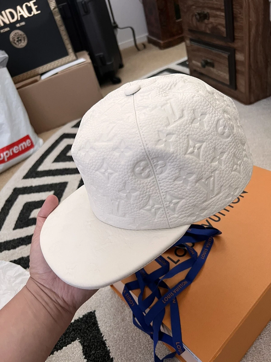 LOUIS VUITTON WHITE MONOGRAM LEATHER CAP / HAT VIRGIL ABLOH MP2321 100% Auth