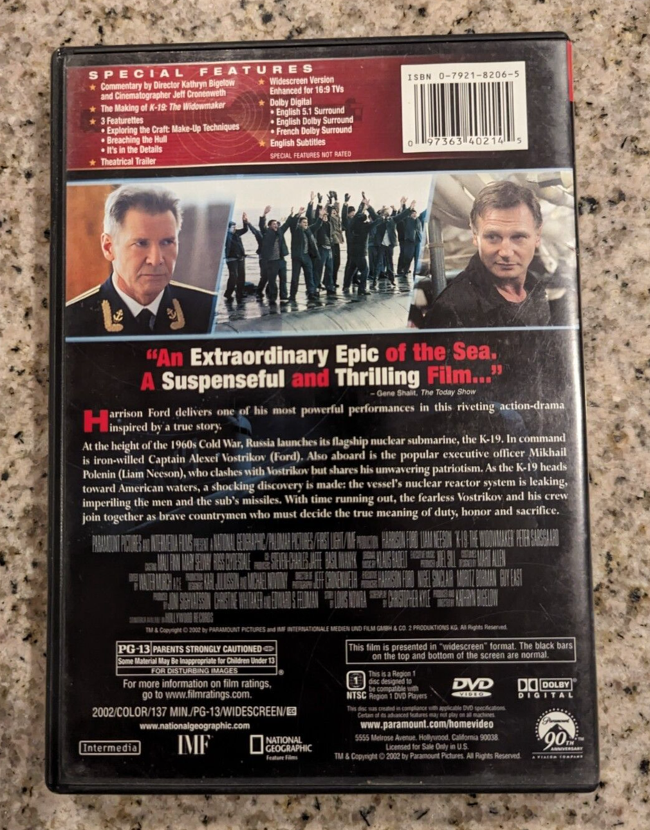 K-19 The Widowmaker DVD Harrison Ford Widescreen Liam Neeson VG