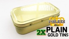 2X Tobacco, Stash, Storage, Gift Tin, PLAIN (GOLD) 1Oz/25g Unhinged+Rubber Seal 
