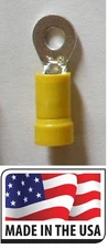 (50) 12-10 Yellow Vinyl #8 Ring Terminal Electrical Connector Made In USA 10-12