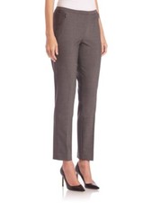 Elie Tahari Jullian Gray Linen Blend Straight Leg Zip Pockets Pant, 6, NWT 248