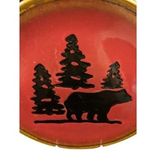 Set of 6 Home Studio WOODLAND COLLECTION Red Bear & Trees 11.25" Dinner Plates