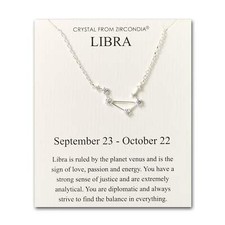 Libra Star Sign Zodiac Constellation Necklace and Quote Card with Zircondia® Cry