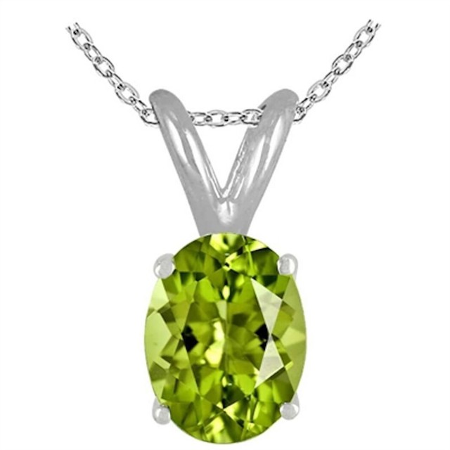 0.80Ct Oval Peridot Pendant in 14k White Gold eBay
