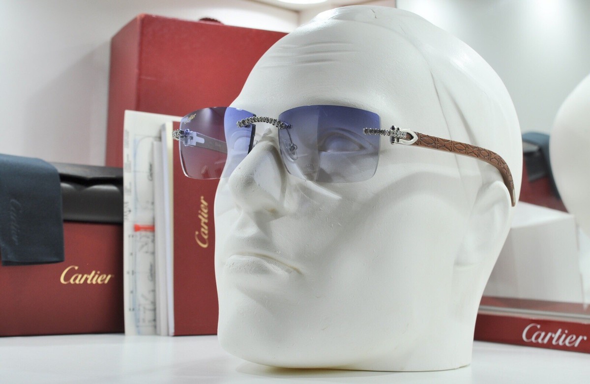 Vintage Cartier sunglasses C decor Wood logo rimless in