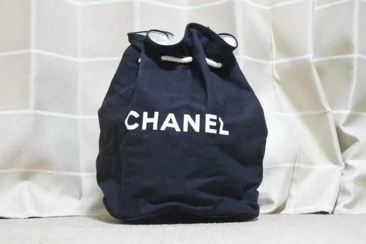 chanel drawstring canvas bag