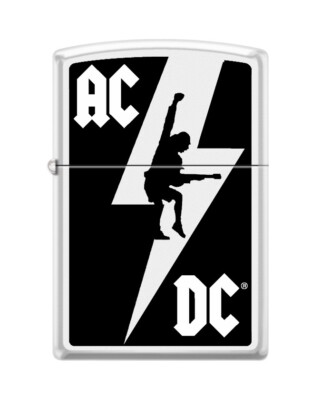 AC/DC Rocker Lightning Bolt - White Matte Zippo Lighter | eBay