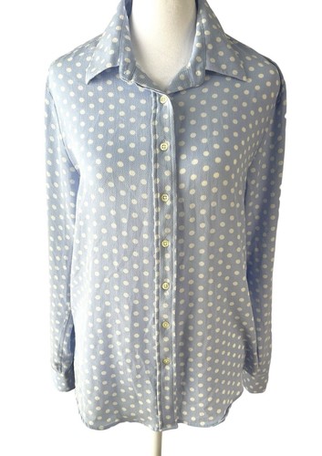 The Shirt by Rochelle Behrens Med Light Blue flowy button down long Sleeve shirt