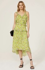Marissa Webb Yellow Floral Midi Dress Size 8 Designer MSRP $350 Cocktail Wedding