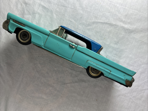 BANDAI Made in Japan LINCOLN CONTINENTIAL III TIN FRICTION TOY CAR Aqua Blue - Bild 5 von 15