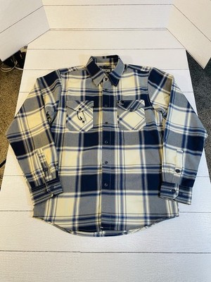 Dixxon Flannel Men s Small Brownells Six Gun Blue Plaid Pearl Snap New No Tags