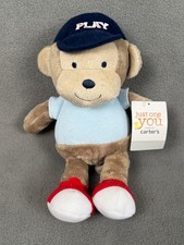 Carters Just One You Monkey Plush w/ Baseball Hat Baby Lovey Toy - All Tags