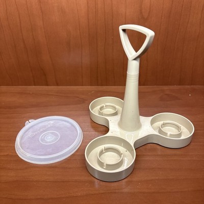 Vtg Tupperware Condiment Caddy No containers W/ Holder, 1 Lid, Parts Only As Pic