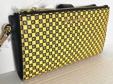 New Michael Kors New York City Taxi Jet Set Double Zip Wallet Yellow Multi