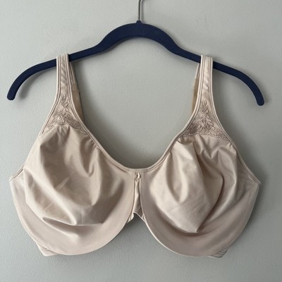 Bali Smooth Support Bra 3385 Nude Unlined Underwire 36DDD Embroidered 