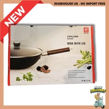 NEW ZWILLING DRAGON 12-in Carbon Steel Wok w/ Lid, Black Matte, FREESHIP