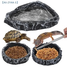   ZYAA-1  Imitation Stone Bowl Reptile Pet Feeding And Water Bowls Safe And Durabl