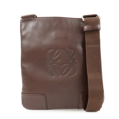 LOEWE Anagram Leather Shoulder Bag Crossbody Bag Brown Authentic Used F/S