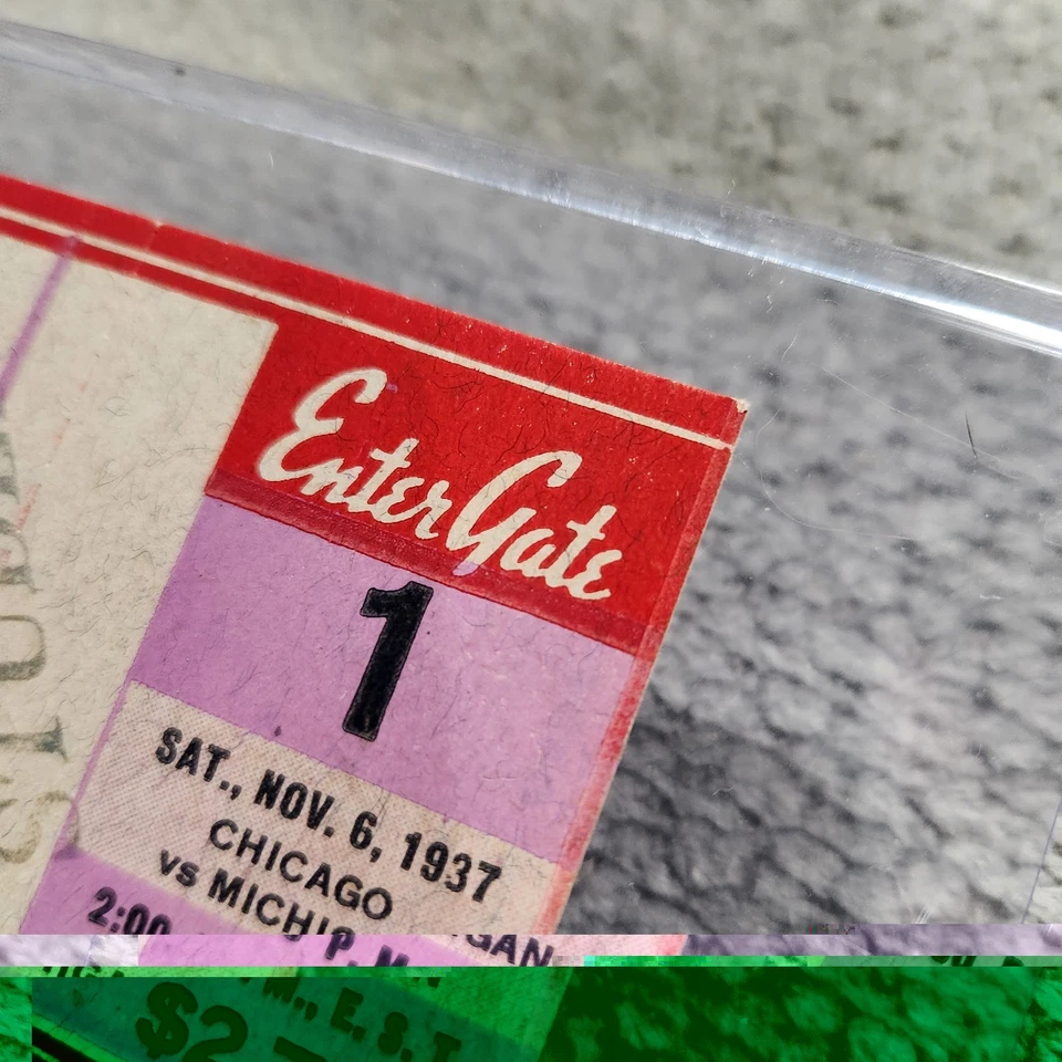 Boleto de fútbol americano 1937 Michigan vs. Chicago | ESCASO Big Ten Game Ann Arbor Foto 3 de 4