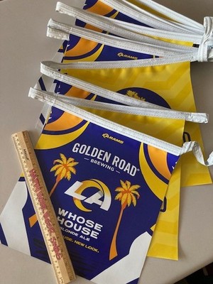  New 21' Golden Road LA Rams Double sided Football Beer String Banner