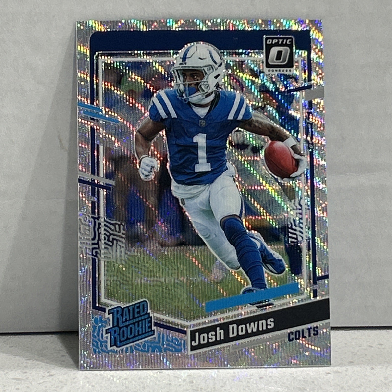 2023 Panini Optic Josh Downs Rated Rookie Silver Wave Prizm /300 #248 RC