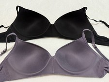 VICTORIA’S SECRET WIRELESS BRAS SIZE 40D SET OF TWO~BLACK & SILVER GRAY