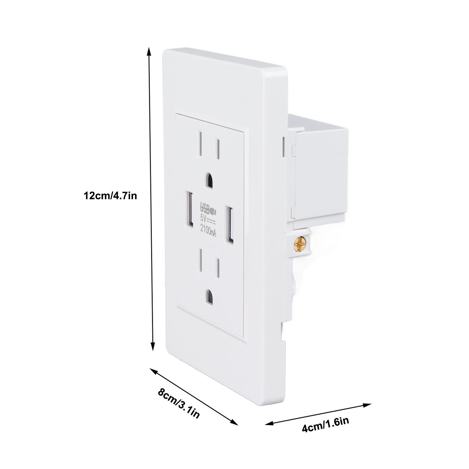 USB Charger Wall Outlet White 2 USB Ports 5V 2100mA 2 Outlets AC USB Wall