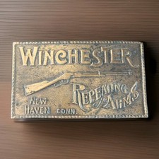 Winchester Repeating Arms Belt Buckle New Haven VINTAGE Gun Bronze Rectangle Old