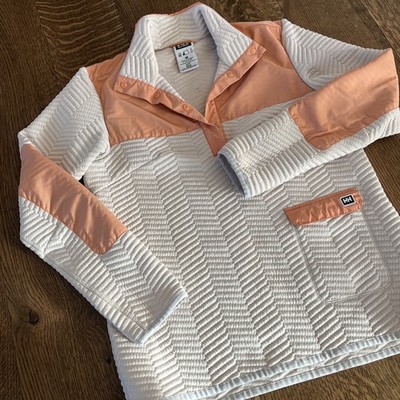 Helly Hansen Fleece Pullover Womens S Snap Neck Textured Peach Cream Outdoor