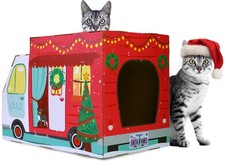 Christmas Cat House  Cat Scratcher W/Bonus Catnip Included