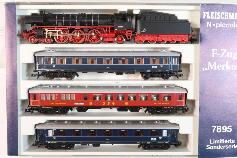 Fleischmann 7895 Zugset F-Zug "Merkur" Dampflok BR 01.10 + 3 Personenwagen N OVP