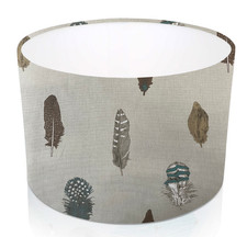 Cream Feathers drum Lampshade