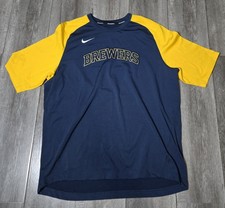 Nike Dri Fit MLB Baseball Milwaukee Brewers S...