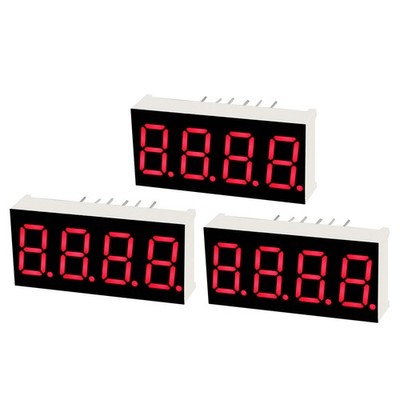 Common Anode 12 Pin 4 Bit 1.18 x 0.55 x 0.28 Inch 0.35'' Red LED Display 3pcs