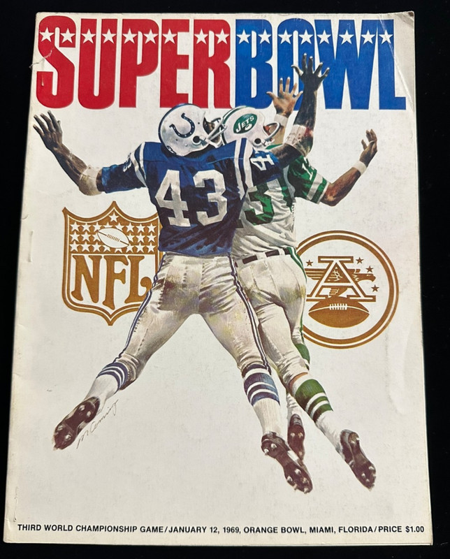 1969 Super Bowl III Program NY Jets Vs Baltimore Colts Orange Bowl Namath