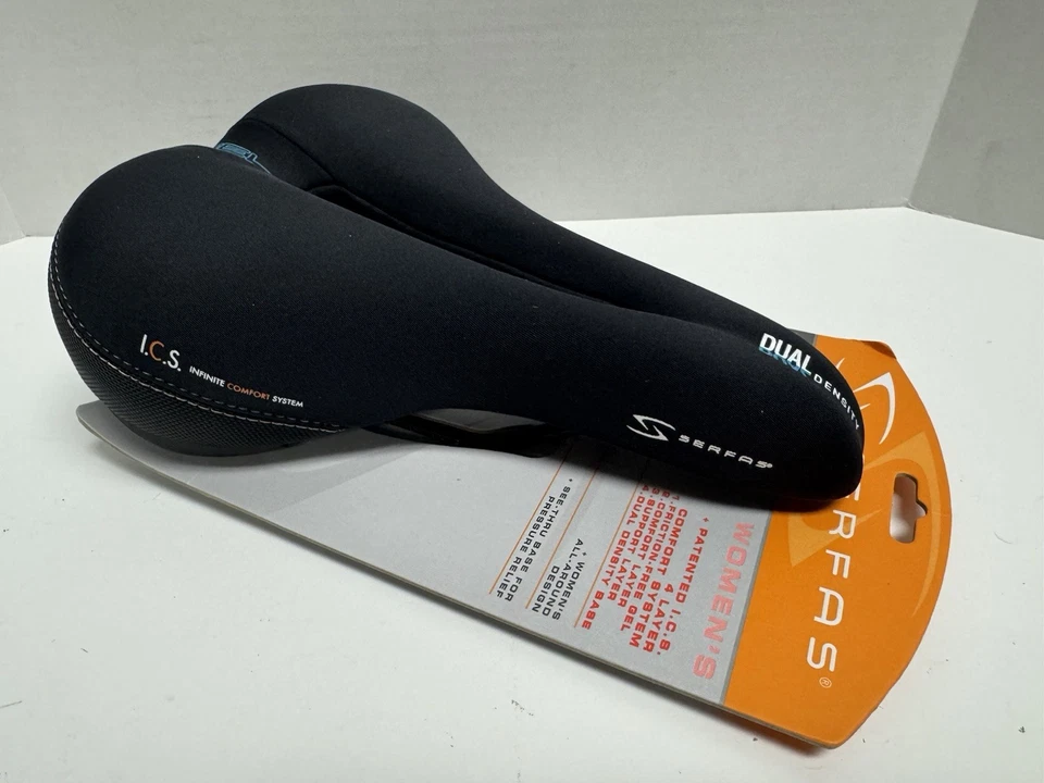 Sillín de bicicleta de gel Serfas DDL-CT para mujer 10,6"x7" 180 mm de ancho doble densidad confort Foto 3 de 4