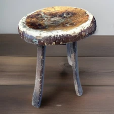 Antique Primitive 4 Legged Wood Milk Stool Rustic Farm Decor Old Paint Must See